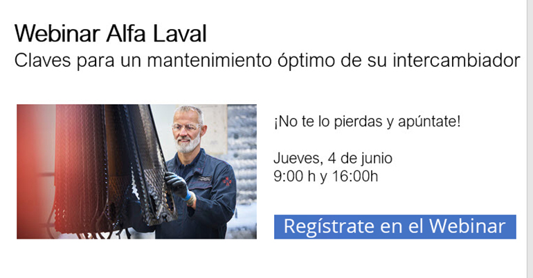 Webinar de Alfa Laval sobre mantenimiento de intercambiador el 4 de junio