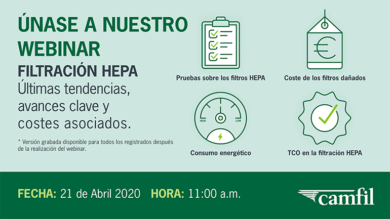 Camfil presenta las tendencias cambiantes en los requisitos de la filtración Hepa en un webinar