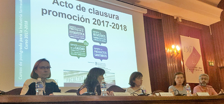 Clausura de los cursos de Postgrado del área de Tecnología Farmacéutica en la Universitat de Barcelona