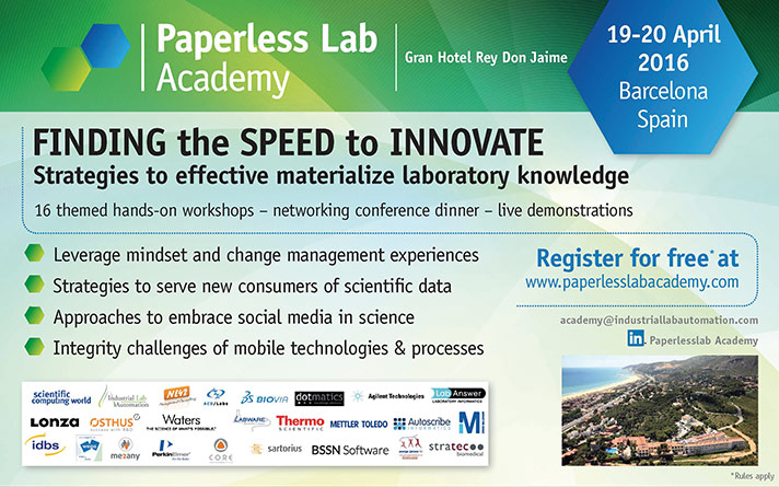 Paperless Lab Academy 2016  (19 y 20 de abril, Barcelona)