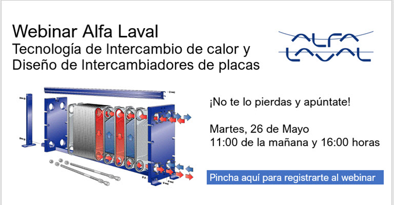 Webinar sobre Intercambio de calor y diseño de intercambiadores de calor de placas el martes 26 de mayo