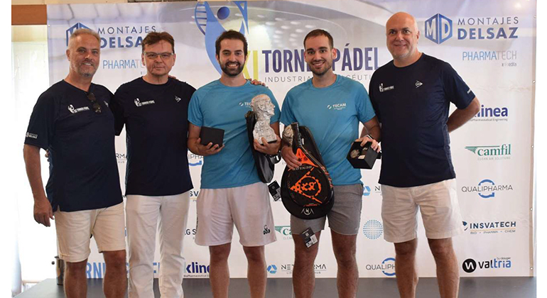 Derek Góngora Jiménez y Víctor Diéguez Santín, de TECAM, campeones de la 11ª edición del torneo de pádel de la industria farmacéutica celebrado en Barcelona