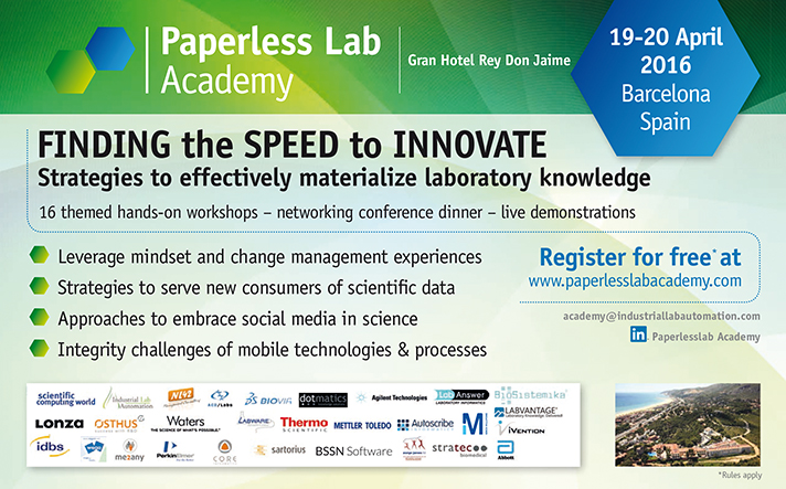 Paperless Lab Academy 2016  (19 y 20 de abril, Barcelona)