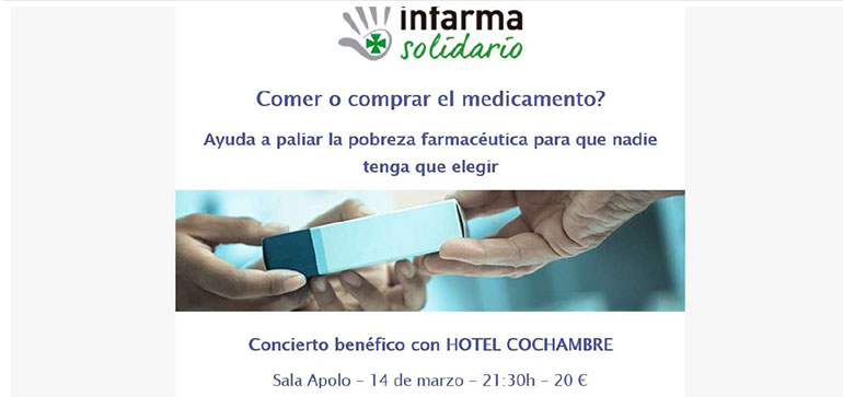 Infarma organiza un concierto solidario con el grupo Hotel Cochambre