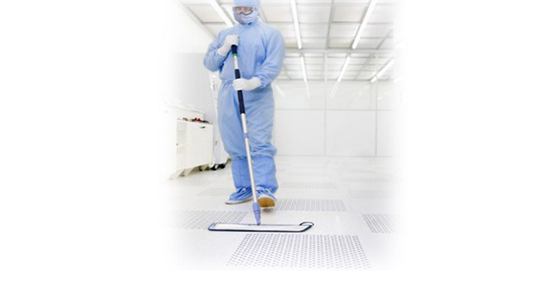 Mopa de microfibra para limpieza de salas blancas