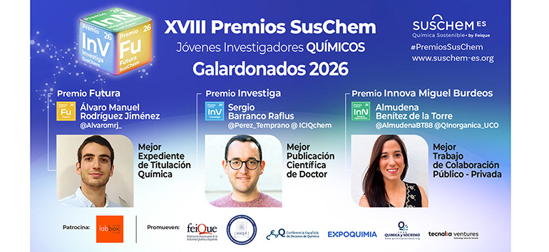 SusChem reconoce el talento de tres jóvenes investigadores